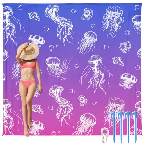 Large Beach Blanket — (jellyfish